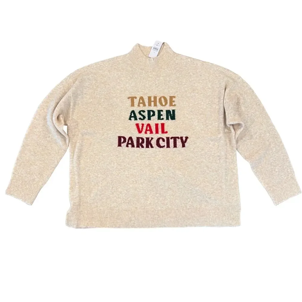 ***NWT LOFT Lou & Grey Khaki Heather Ski City Sweater